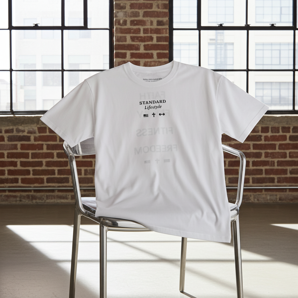 Faith Family Fitness Freedom Tee-White