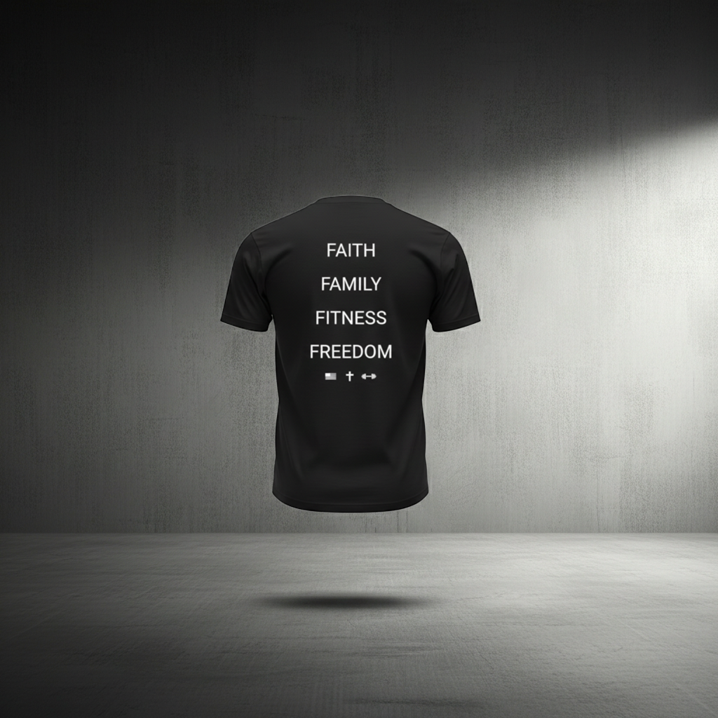 Faith Family Fitness Freedom Tee-Black