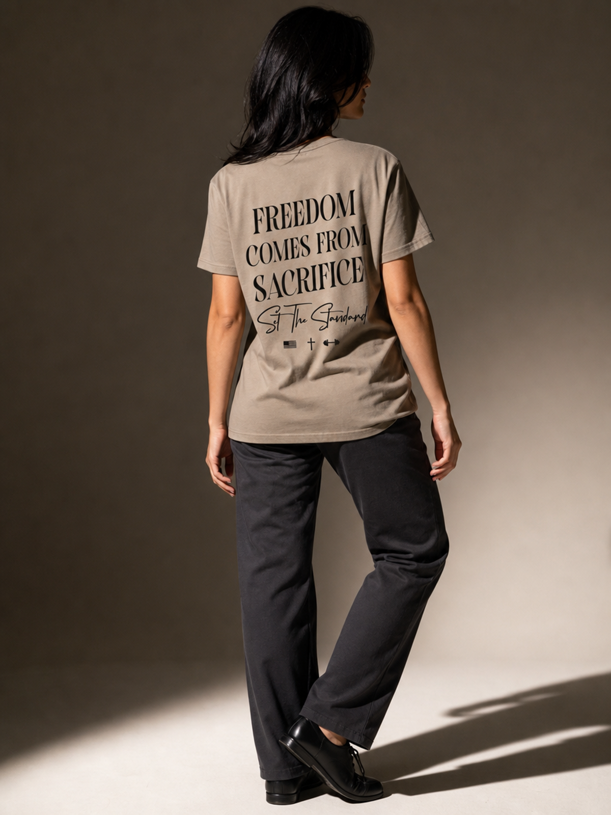 Freedom Comes From Sacrifice Tee - Mushroom