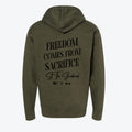 Freedom Comes From Sacrifice Zip Hoodie - Army Heather