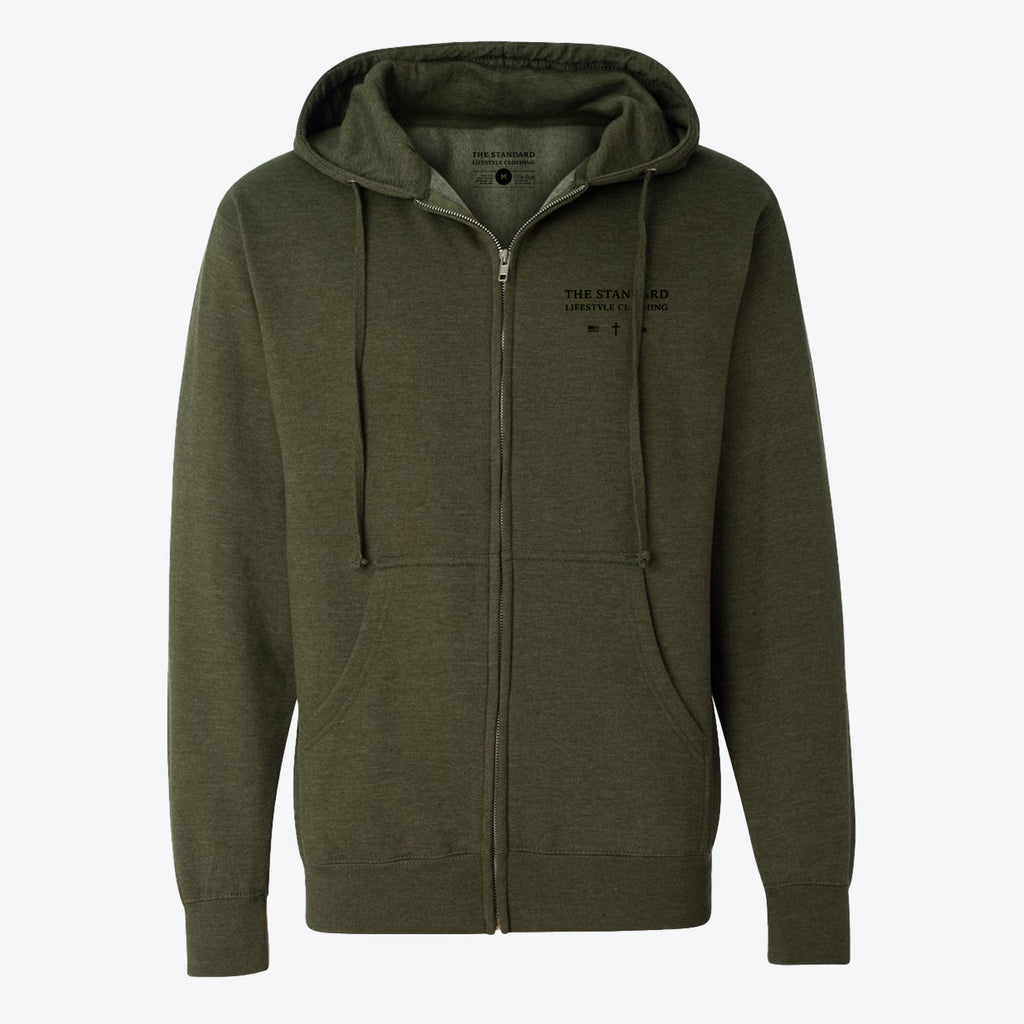 Freedom Comes From Sacrifice Zip Hoodie - Army Heather