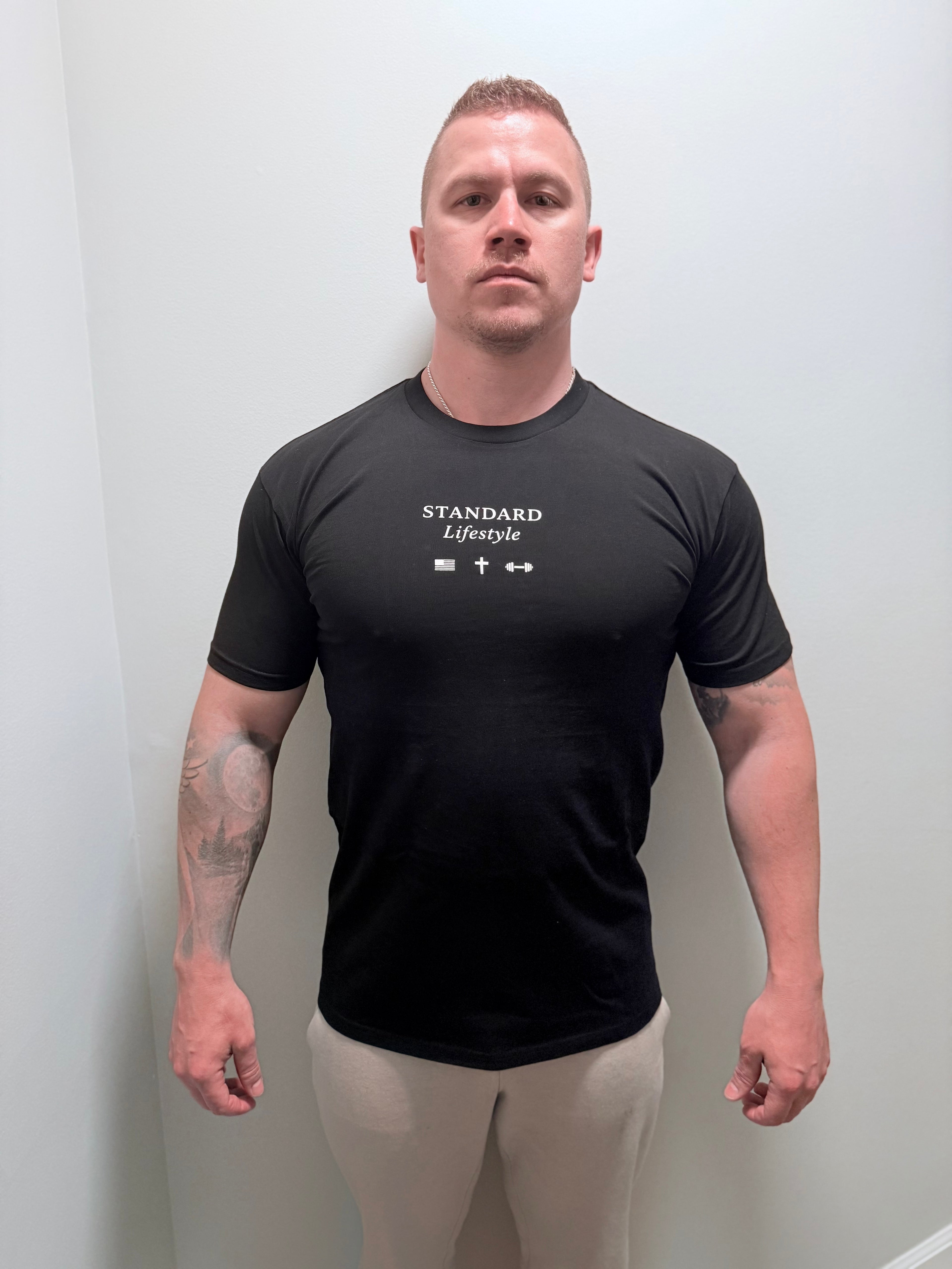 Faith Family Fitness Freedom Tee-Black