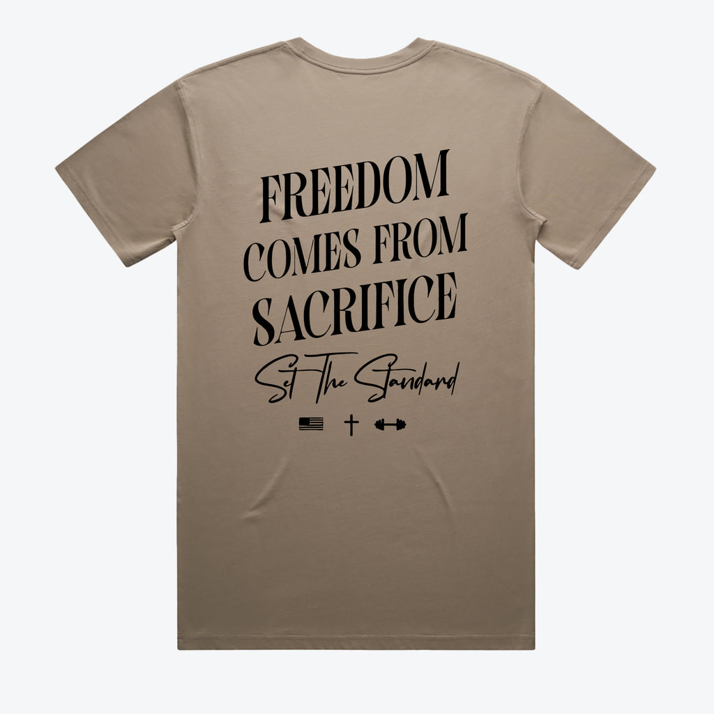 Freedom Comes From Sacrifice Tee - Mushroom