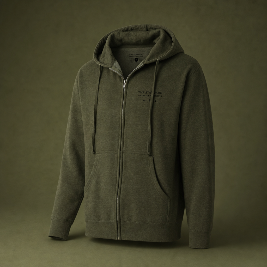 Freedom Comes From Sacrifice Zip Hoodie - Army Heather