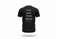 Ghost mannequin back - Black Faith Family Fitness Freedom tee