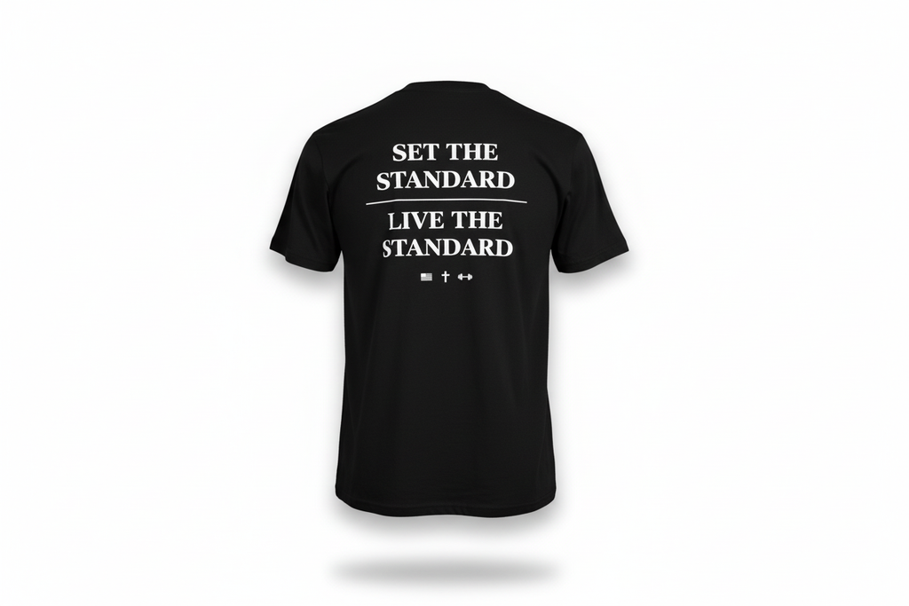 Ghost mannequin back - Black Set The Standard tee