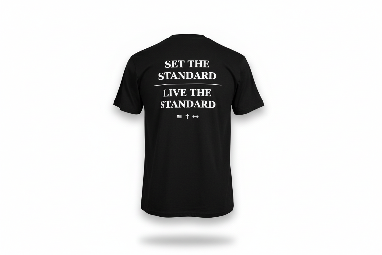 Ghost mannequin back - Black Set The Standard tee