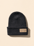 Heather Coal Leather Patch Waffle Knit Beanie | The Standard Lifestyle Clothing